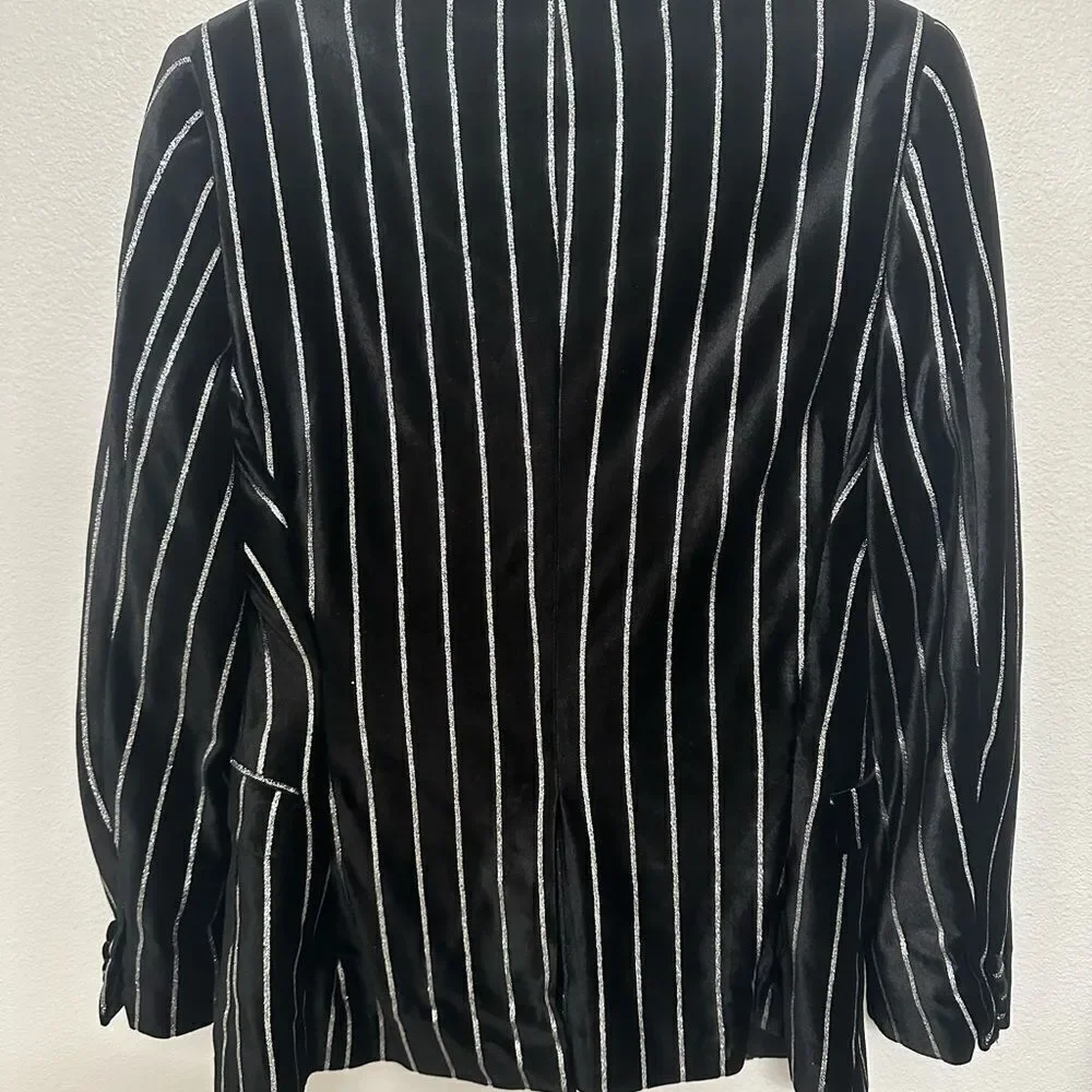 Black and Silver Striped Blazer Giovanni Testi